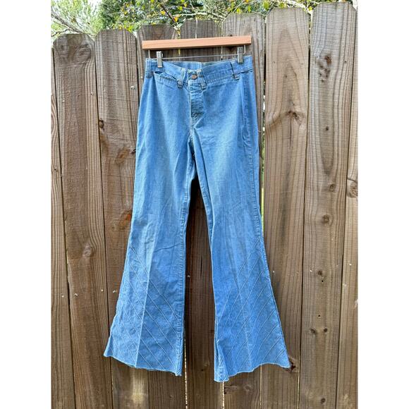 Vintage 70s Paneled Flare Jeans - Picture 1 of 8
